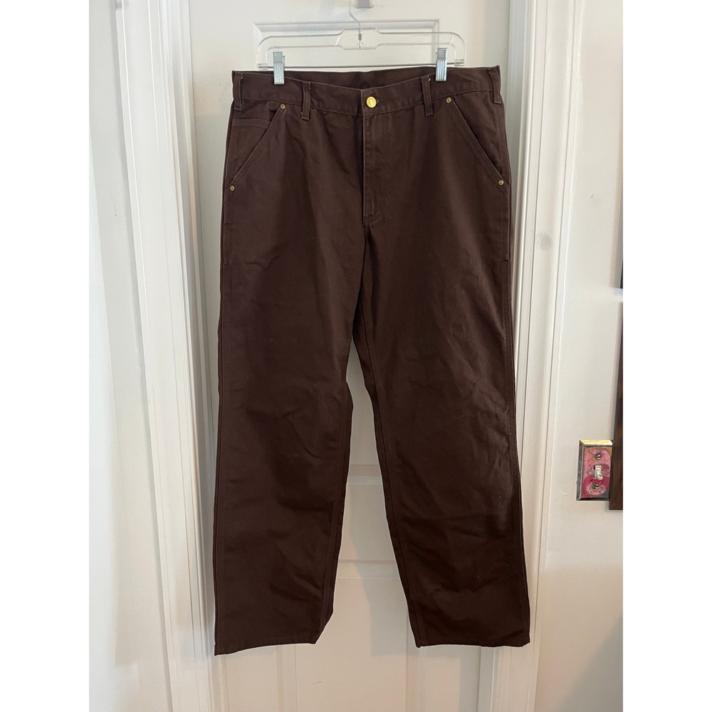 SauceZhan  Brown Duck Canvas Work Pants Straight Leg